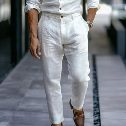 Linen Diagonal Pocket Loose Trousers