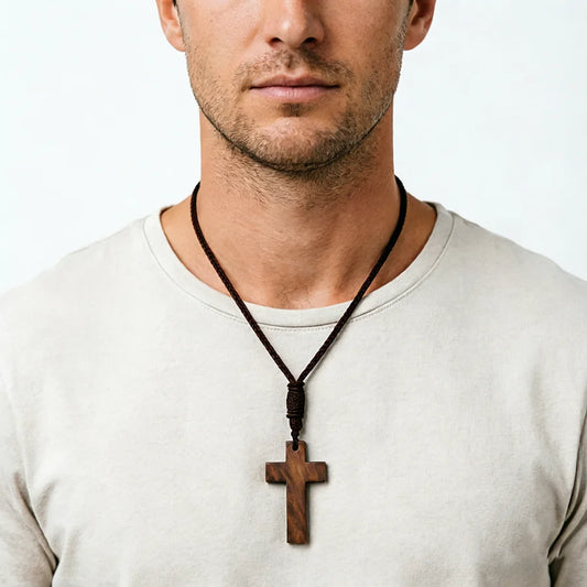 Wooden Crucifix Necklace