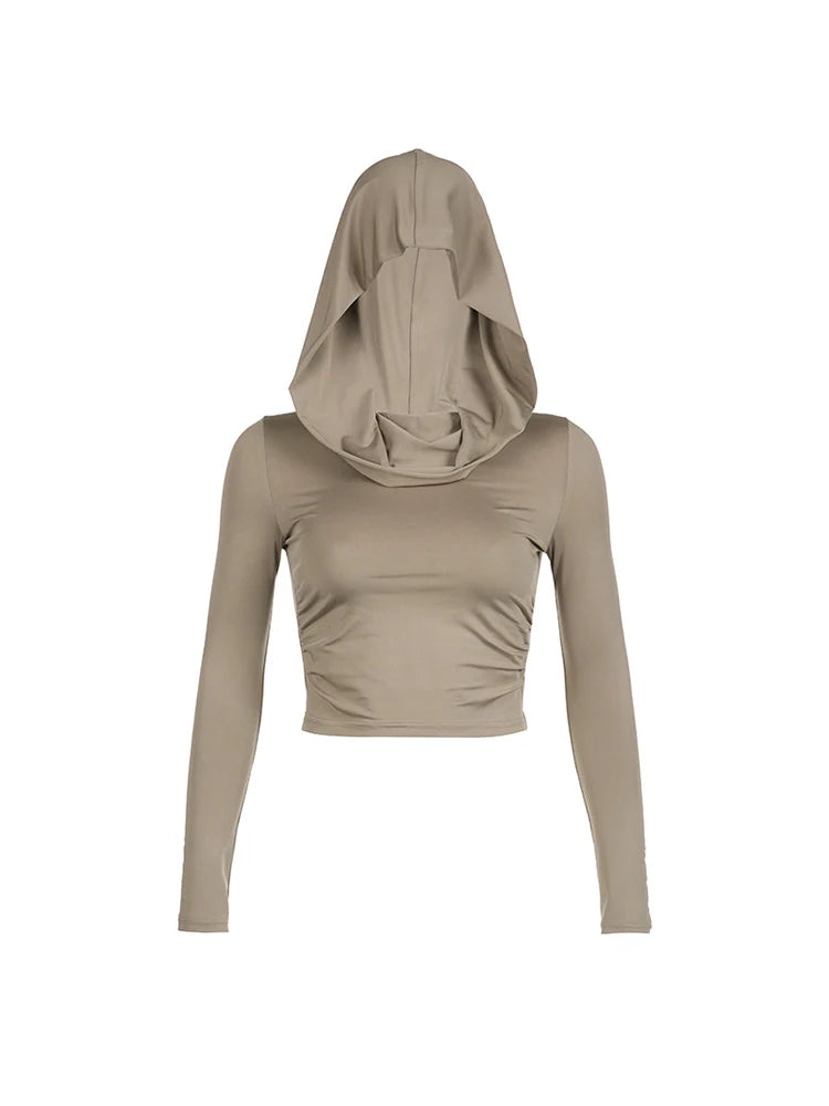 Hooded Long-Sleeve Crop Top
