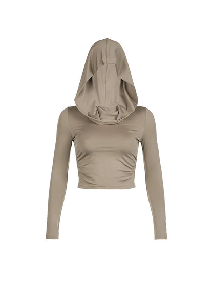 Hooded Long-Sleeve Crop Top