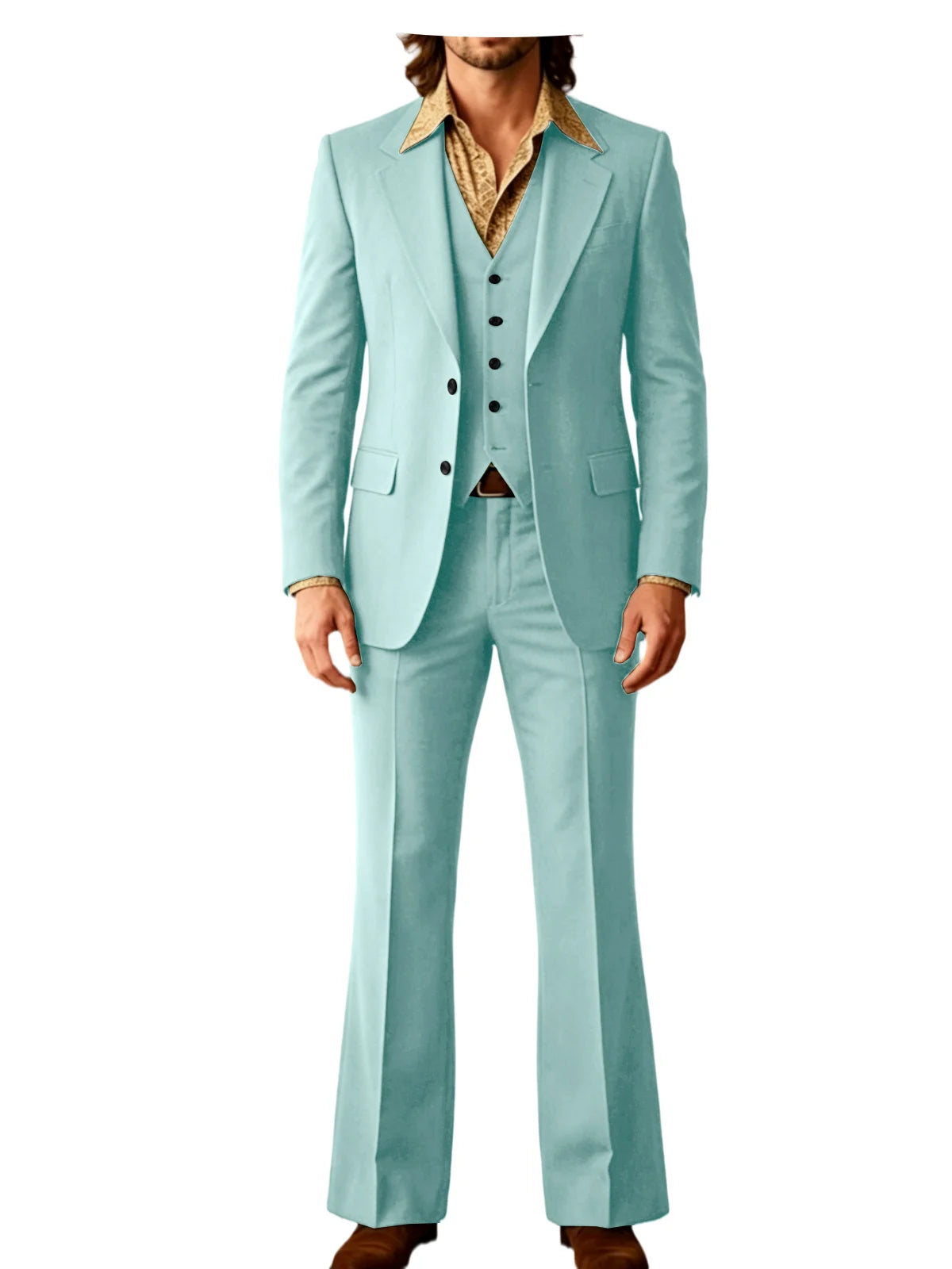 Retro Bell-Bottom Three-Piece Suit