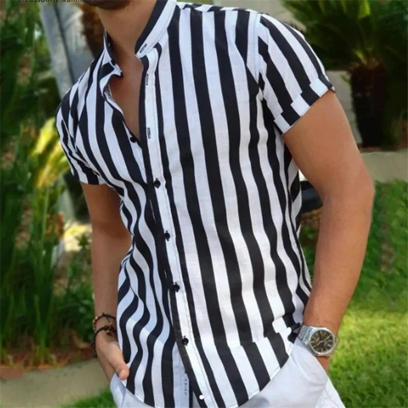 Striped Casual Stand Shirt