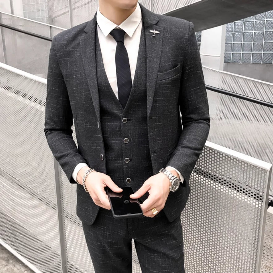 Two-Button Fitted Groom Suit Set