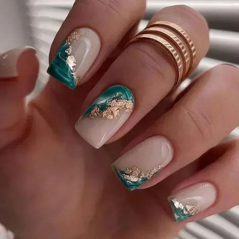 Green Leopard Press On Nails