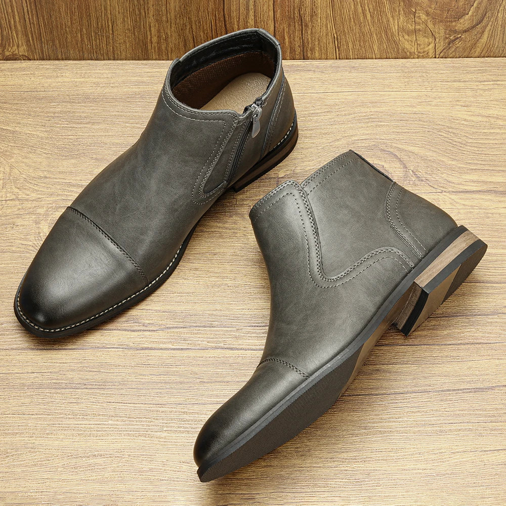 Leather Ankle Square Boots