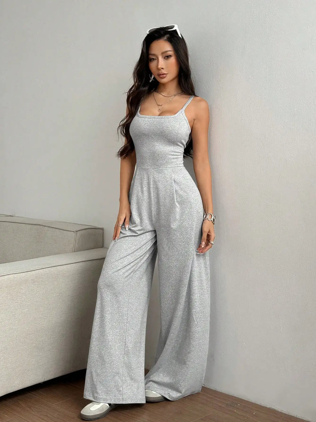 Solid Color Overall Jumpsuit