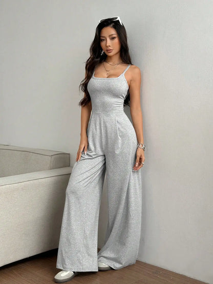 Solid Color Overall Jumpsuit