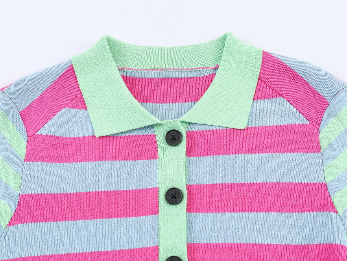 Multicolor Striped Knit Cardigan