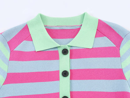 Multicolor Striped Knit Cardigan