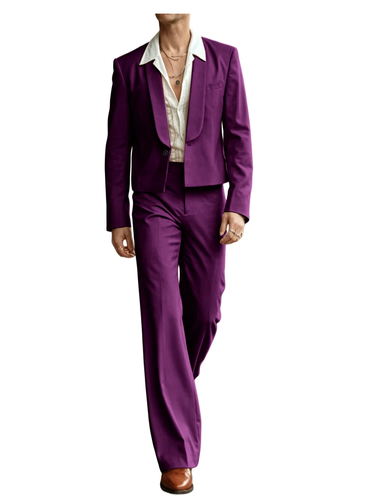 Cropped Blazer Flare Pants Tuxedo Set