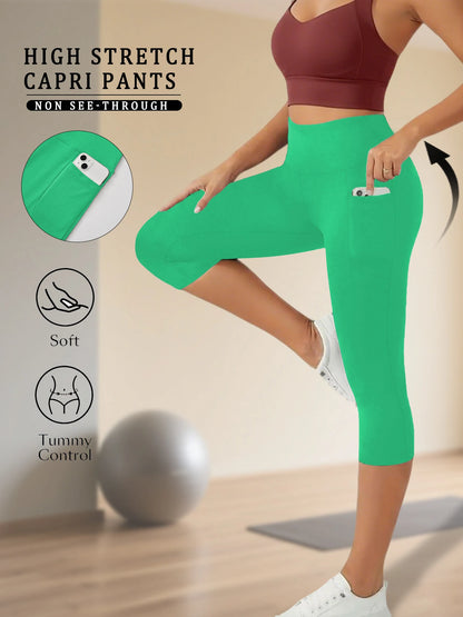 High Waist Pocket Capris