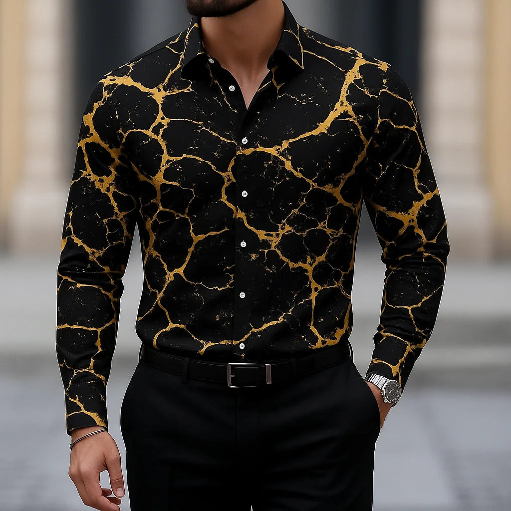 3D Print Casual Button Shirt