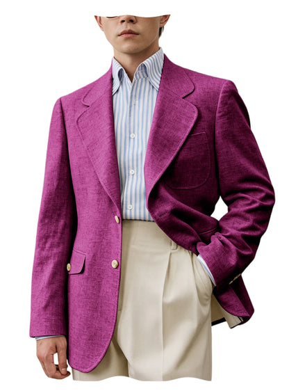 Linen Notch-Lapel Casual Blazer