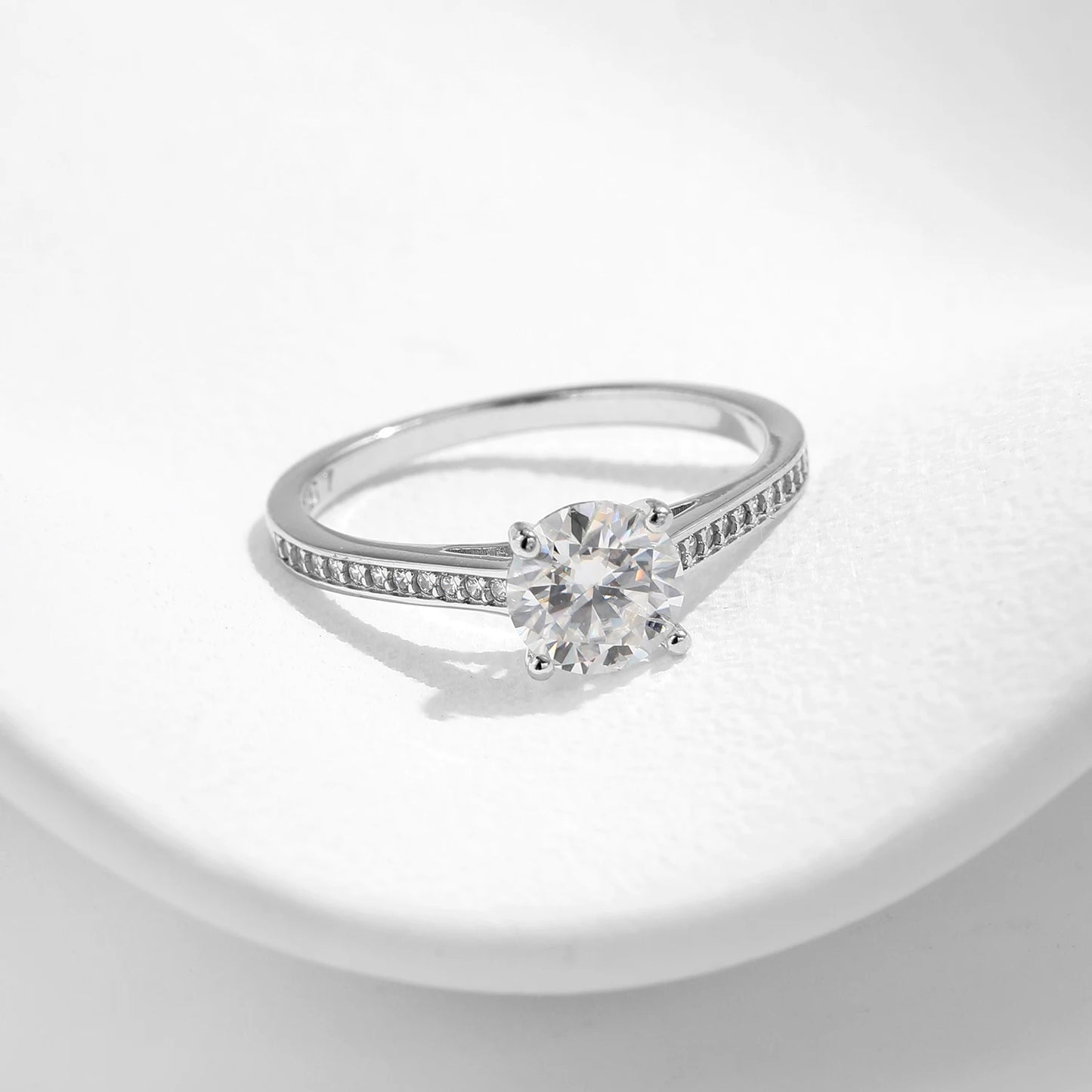 Moissanite Sterling Silver Wedding Band