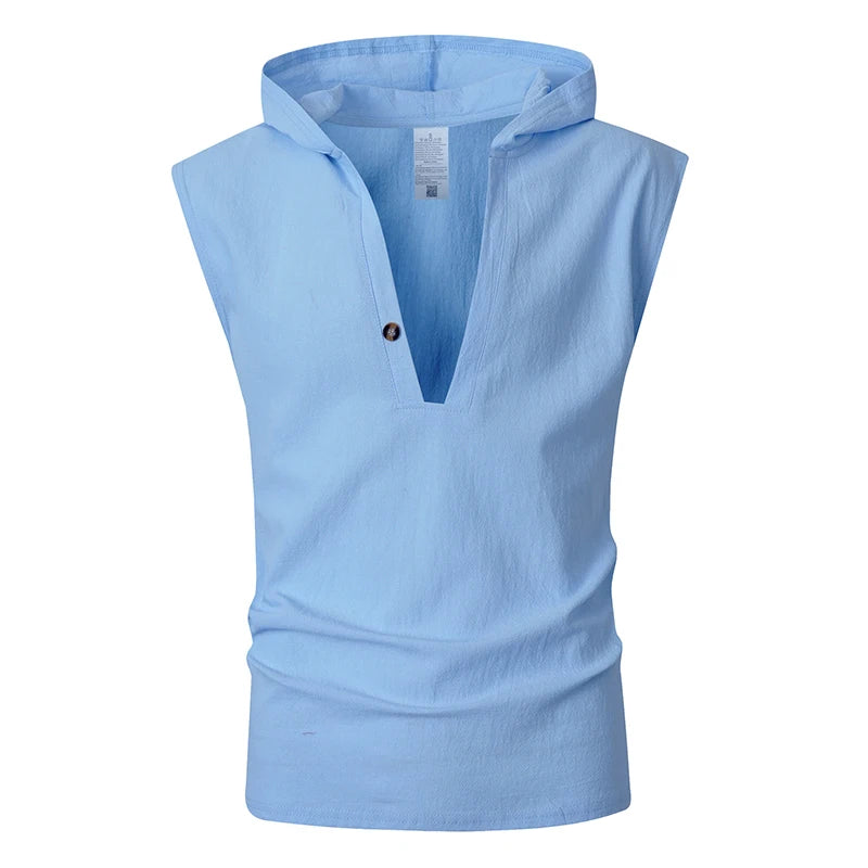 Hooded Button Beach Tank Top