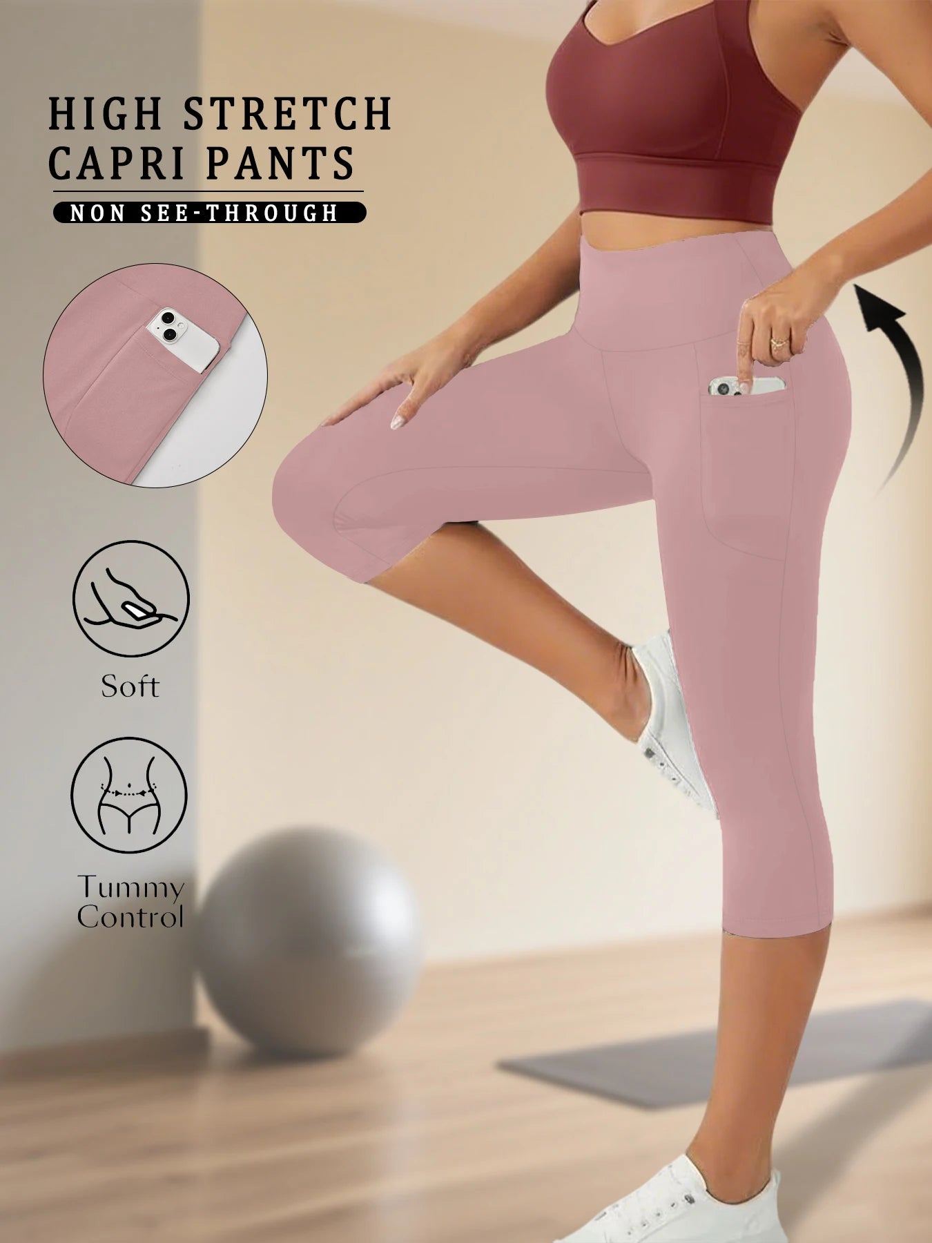 High Waist Pocket Capris