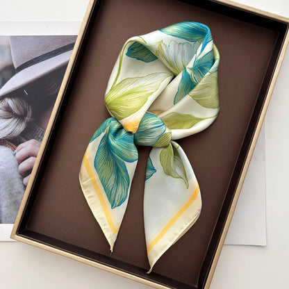 Floral Print Silk Hairband Scarf