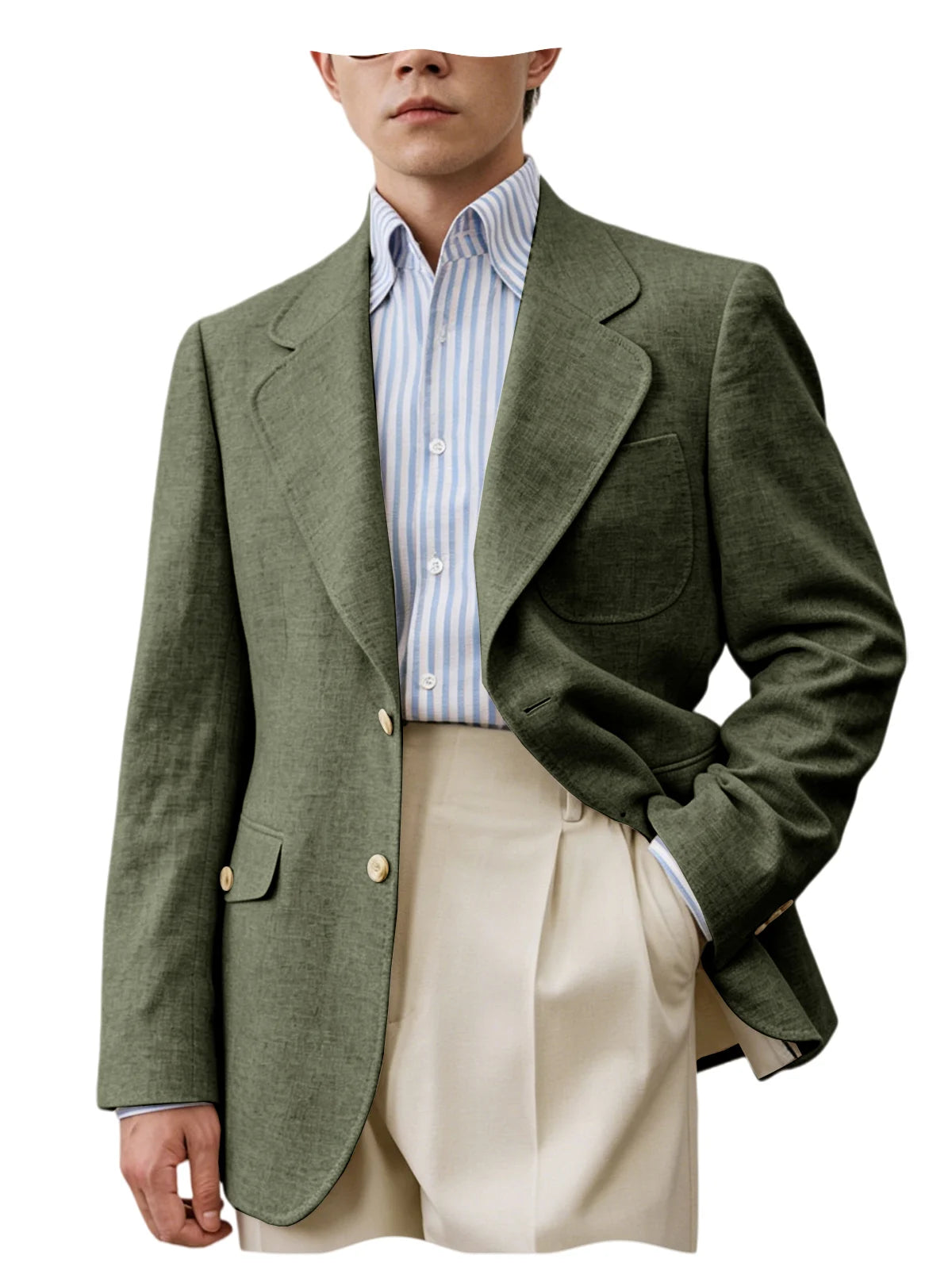 Linen Notch-Lapel Casual Blazer