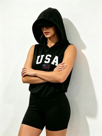 Flag Print Tank Shorts Set