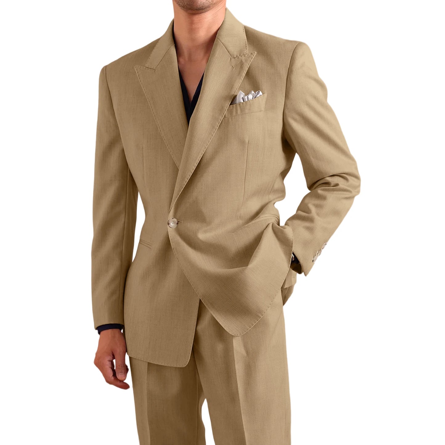 Linen Peak-Lapel Wedding Suit Set