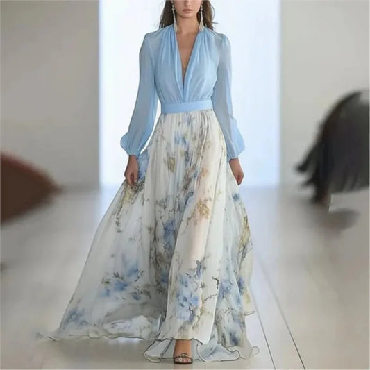 Boho Floral Hollow Maxi Dress