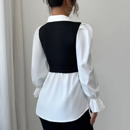 Faux Two-Piece Blouse