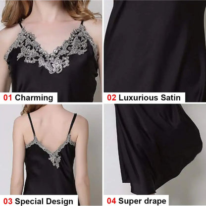 Long Lace Satin Nightgown