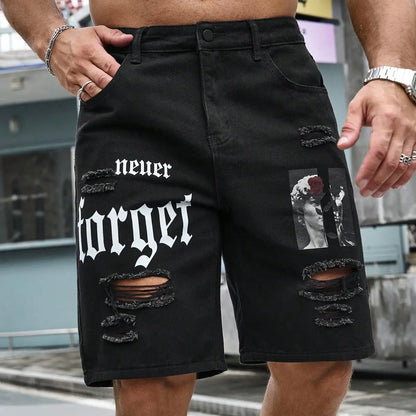 Stretchy Denim Ripped Shorts