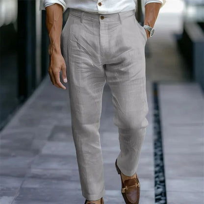 Linen Diagonal Pocket Loose Trousers