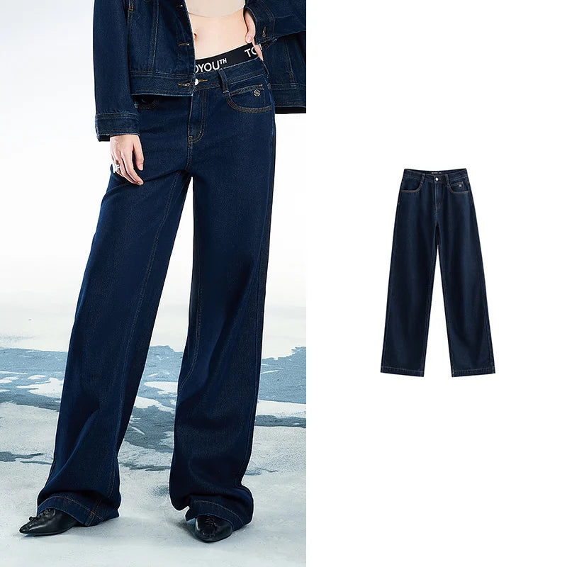 Toyouth Mid-Waist Wide-Leg Jeans