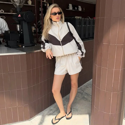 Color-Block Zip Jacket Set