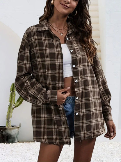 Plaid Flannel Button-Up Shirt