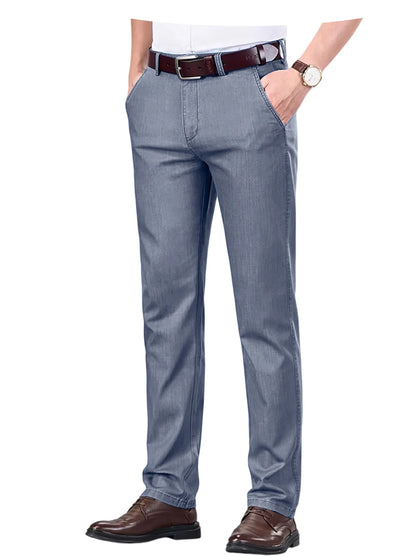 Straight Leg Denim Dress Pants