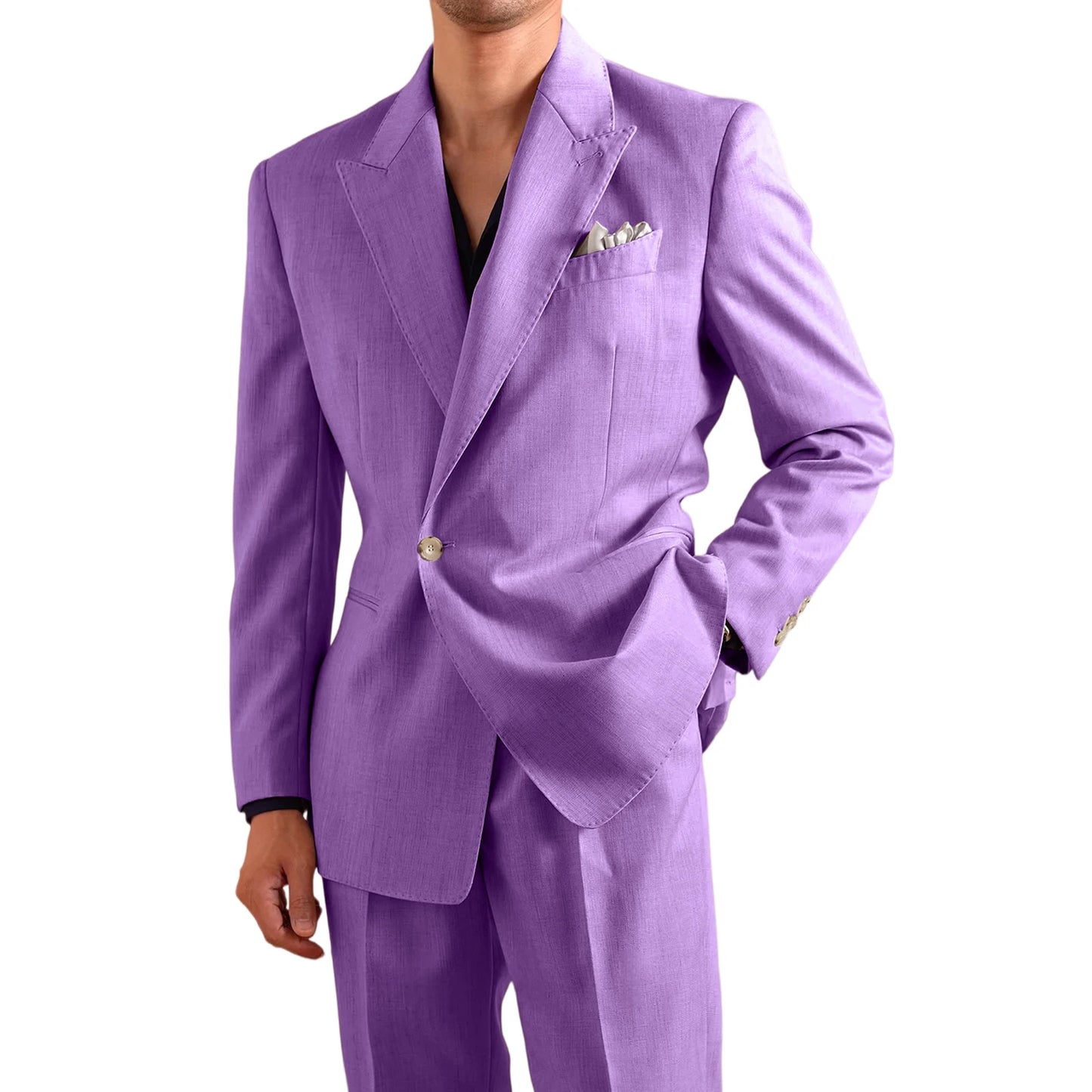 Linen Peak-Lapel Wedding Suit Set