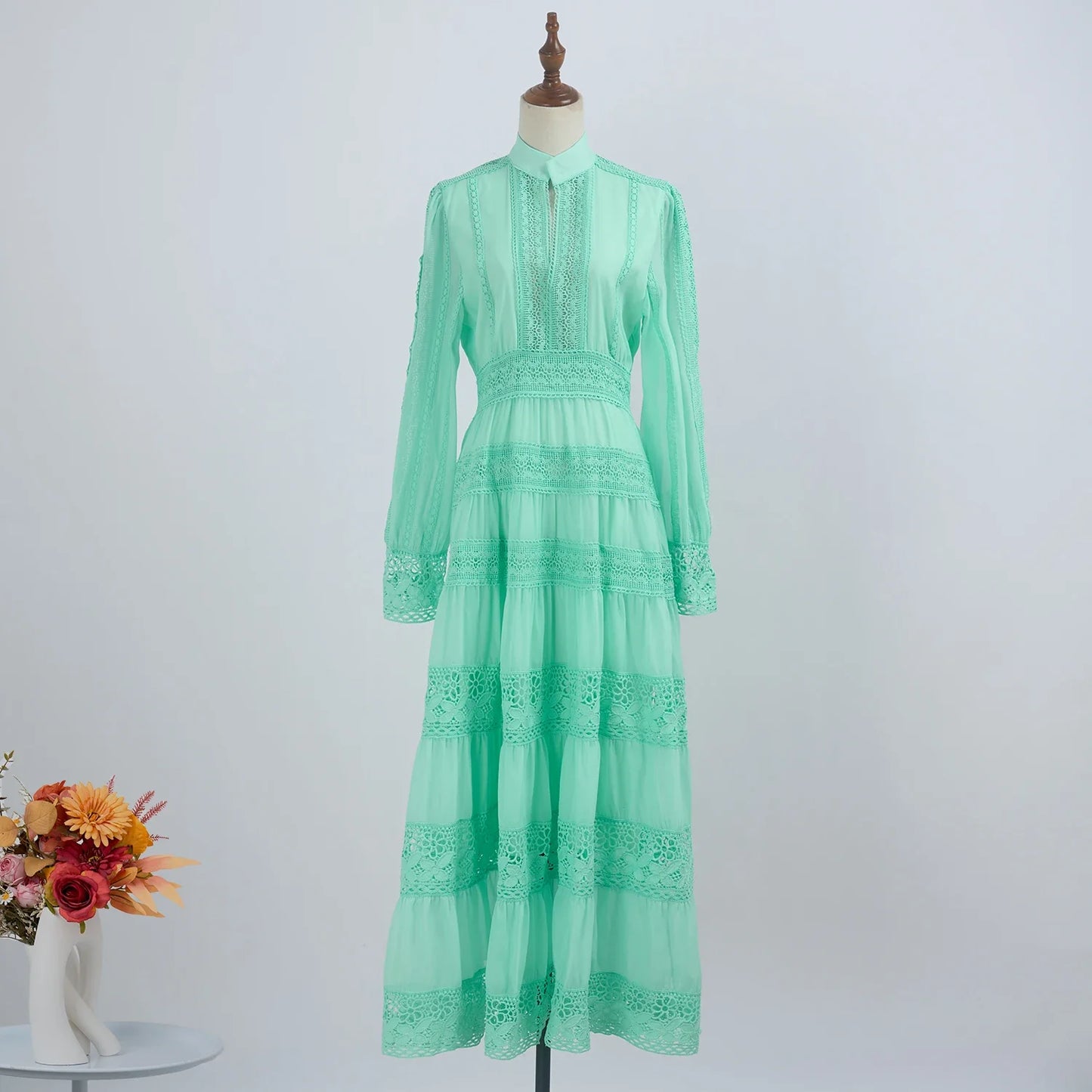 Lace Embroidery Maxi Dress