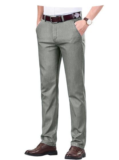 Straight Leg Denim Dress Pants