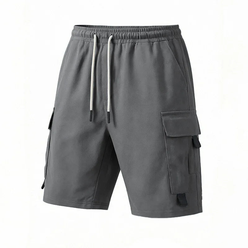 Cargo Shorts Drawstring Buckle Pockets