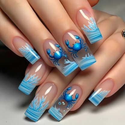 Ocean Blue Press Nails