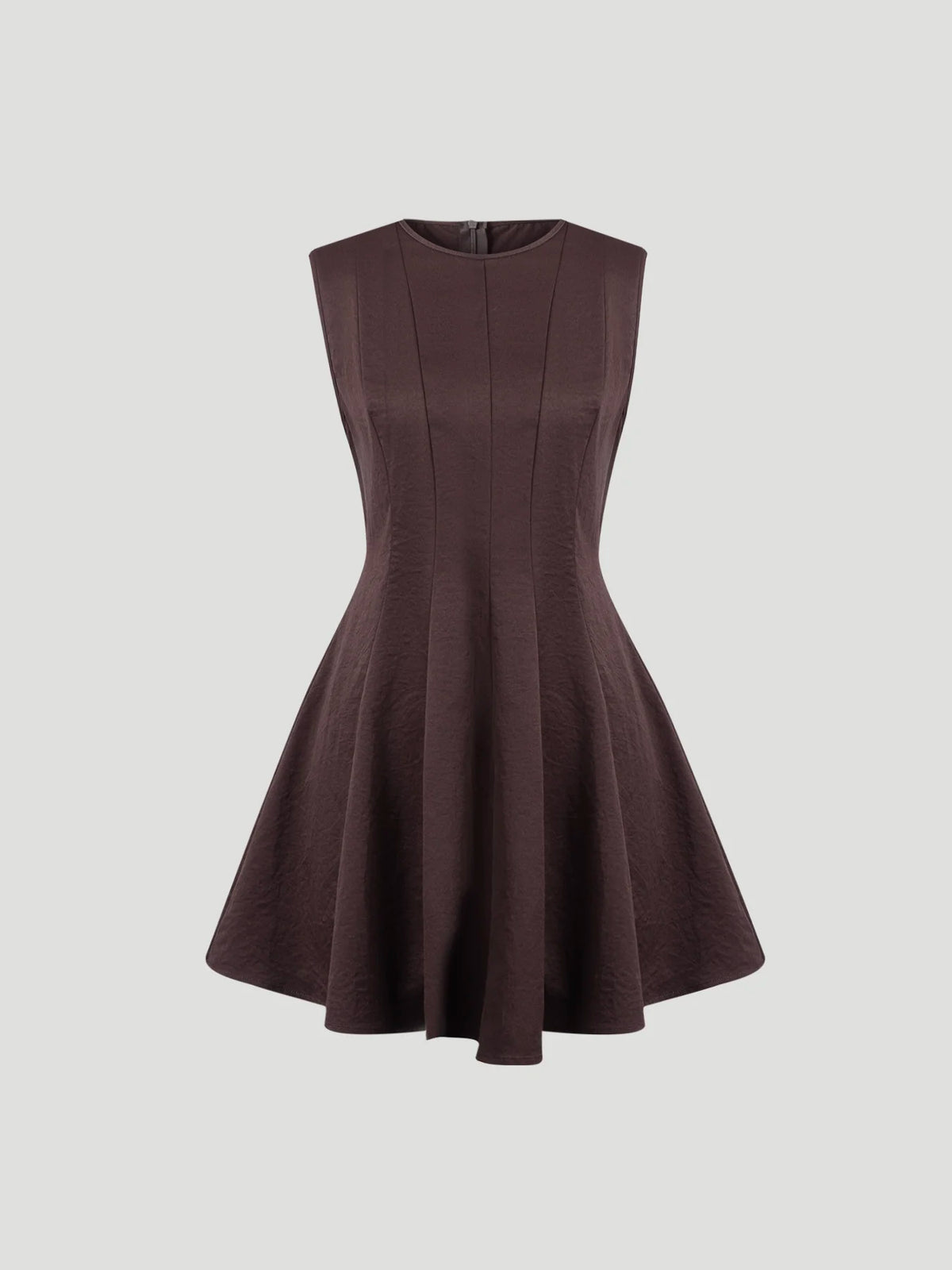 Seamed-Waist Crew Neck Mini Dress