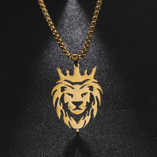 Stainless Steel Lion Crown Pendant