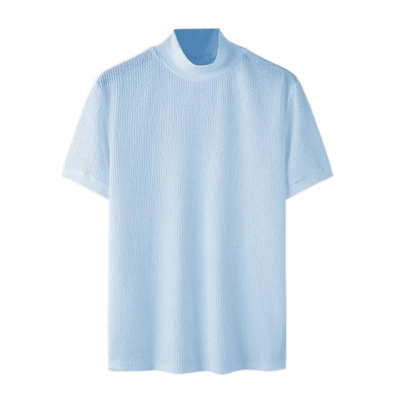 Textured High-Neck Korean Bottoming Tee