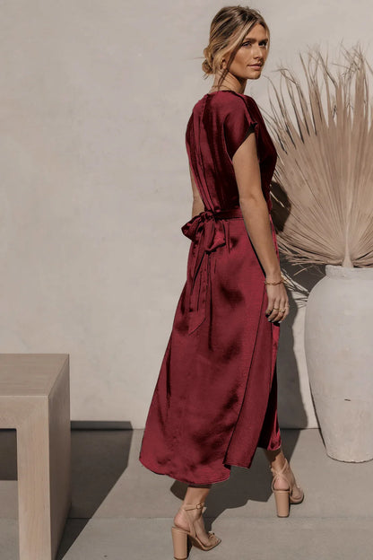 Satin Sash Evening Dress