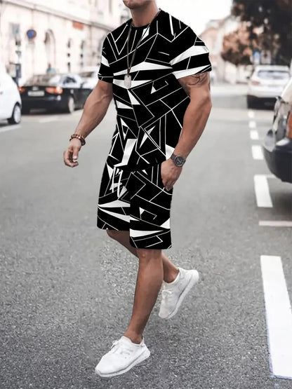 Letter Print T-Shirt Shorts Set