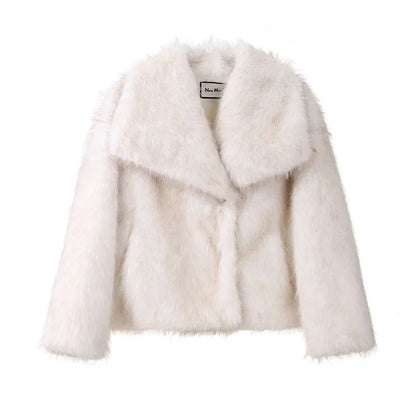 Gradient Fur Collar Coat