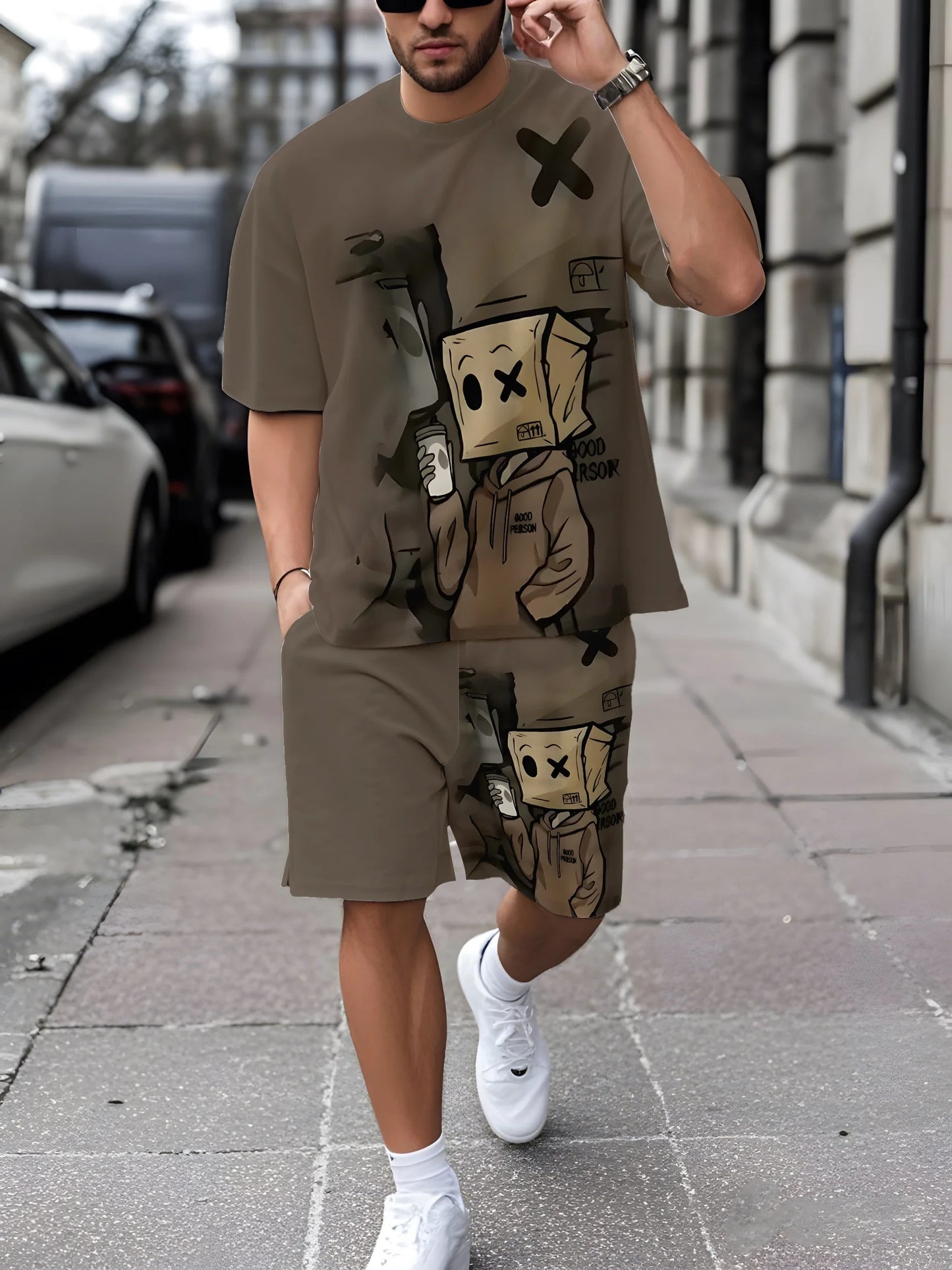 Graffiti Print Loose Sports Set