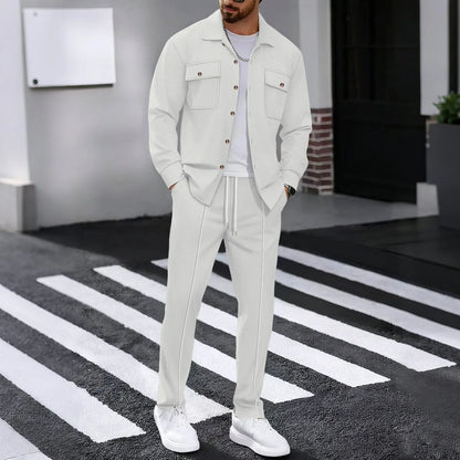 Waffle Long-Sleeve Cardigan Pants Set