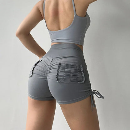 Ruched High-Waist Yoga Shorts