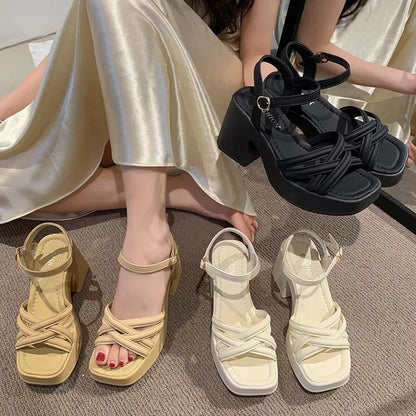 Buckle Square Heel Sandals