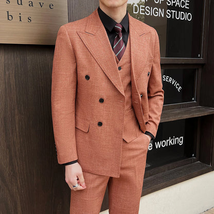 British Linen Slim Groom Suit Set