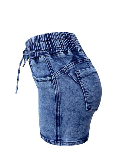 Lace-Up Denim Shorts